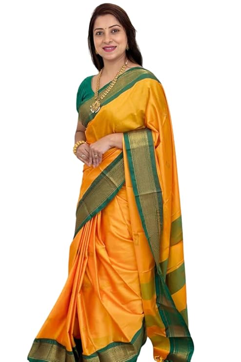 Women's Kanjivaram Soft Lichi Silk Saree With Blouse Piece
