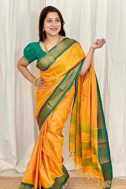 Women's Kanjivaram Soft Lichi Silk Saree With Blouse Piece - Image 2
