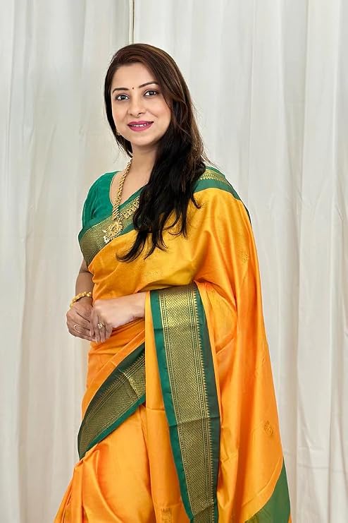 Women's Kanjivaram Soft Lichi Silk Saree With Blouse Piece - Image 3
